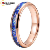 True Blue Galaxy Opal Inlaid Dome Polished 4MM 6MM 8MM Tungsten Men Women Rings