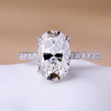 Sparkling 18K Gold Plated Sterling Silver 4.5CT Oval Cut Full Moissanite Diamonds Rings, Wedding Engagement Jewellery
