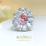 Luxury, Exquisite Flower Shaped Colorful High Quality AAAAA High Carbon Diamonds Engagement, Wedding Party Rings - The Jewellery Supermarket