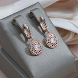 Shiny AAA CZ Diamonds Rolled 14K Rose Gold Long Drop Earrings For Women Fine Jewellery