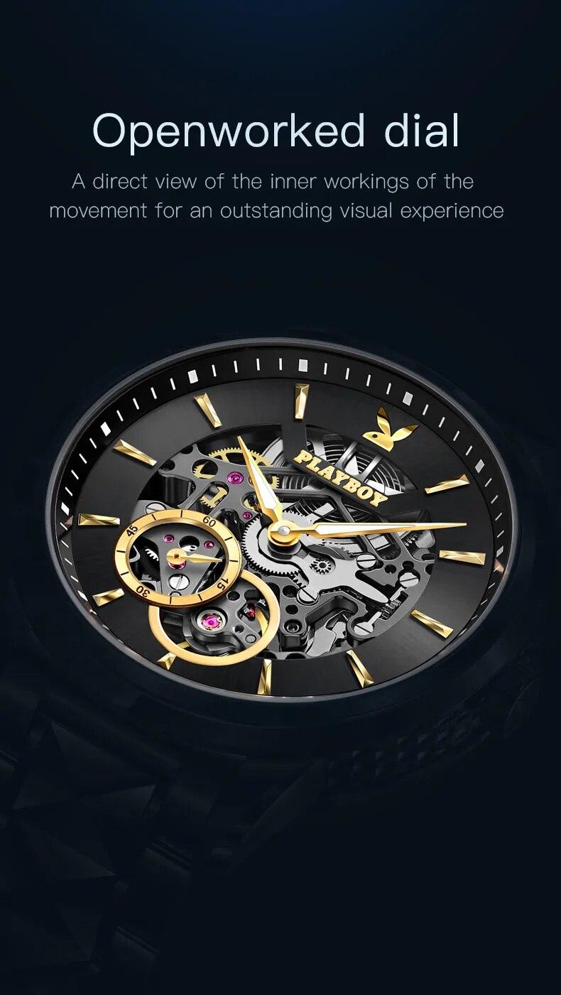 New Brand Luxury Men's Wristwatch Waterproof Luminous Stainless Steel Skeleton Automatic Mechanical Men's Watch - The Jewellery Supermarket