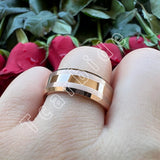 Beveled Brushed Polished Finish 8mm Men Women Two Tone Tungsten Wedding Rings
