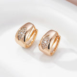 14 Karat Rolled Gold Oval AAA Zircon Diamonds Full Paved Hoop Luxury Earrings For Women