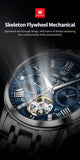 Luxury Skeleton Flywheel Automatic Watch for Men - Dual Calendar Waterproof Luminous Stainless Steel Watch