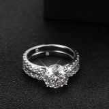 Dazzling Round Cut 3CT Moissanite Diamonds Ring Sets, 925 Sterling Silver GRA Certified Stackable Wedding Jewellery