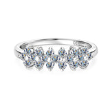 2MM Round VVS1 D Colour Moissanite Diamond Silver 925 Flower Half Eternity Rings