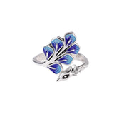 925 Sterling Silver Blue Peacock Design Handmade Rings For Women Fine Jewellery