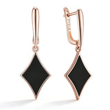 14 Karat Rolled Gold Vintage Black Stone Dangle Earrings High Quality Daily Fine Jewellery