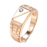 14K Rolled Gold Minimalist Belt Shape AAA Zircon Diamond Large Size Fashion Ring
