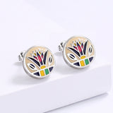 High Quality Grass Shape 925 Handmade Enamel Irregular Geometric Earrings