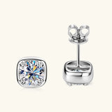 Sparkling 6.5MM 1CT Moissanite Diamonds Silver Square Shape Unisex Stud Earrings