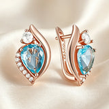 14 Karat Gold Filled Trendy Blue AAA Zircon Crystals Earrings High Quality Fine Jewellery