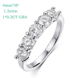 Sparkling VVS1 D Colour 3/4mm Moissanite Diamonds Stackable Eternity Silver Ring