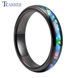Abalone Shell Inlay Domed Polished 4mm Tungsten Wedding Women Rings