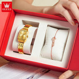 Luxury Brand Gold Plated Stainless Steel Waterproof Automatic Date Women's Watches - Elegant Bracelet Set Ideal Gift