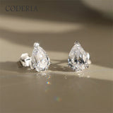 1CT 2CT Pear Cut D VVS1 Moissanite Diamonds 18k Gold Plated Silver Stud Earrings