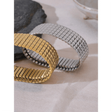 New Trendy Stainless Steel Elastic Metal Wide Bracelet Bangle Gold Silver Colour High Quality Jewellery - The Jewellery Supermarket