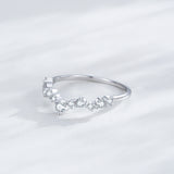 Exquisite Wave Drop 925 sterling silver Round AAAA Lab Created Diamonds Ring