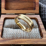 Flat Brushed Polishing Center Groove 6mm Wedding Engagement Gold Tungsten Rings