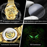 New Luxury Gold Skeleton Automatic Mechanical Waterproof Stainless Steel Luminous Business Men's Watches - The Jewellery Supermarket