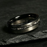 Black Meteorite Offset groove Brushed Finish 6/8mm Tungsten Carbide Couple Rings