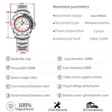 Top Brand New Men Mechanical Wristwatches NH36 Week Display Automatic Watches 100M Sport Waterproof Watch for Men