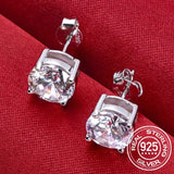 0.5-2 Carat 8.0mm D Colour Moissanite Diamonds Sterling Silver Stud Earrings