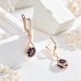 14 Karat Filled Gold Shiny Elegant Purple AAA Zircon Crystals Drop Earrings For Women