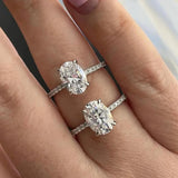 Sparkling 18K Gold Plated Sterling Silver 4.5CT Oval Cut Full Moissanite Diamonds Rings, Wedding Engagement Jewellery