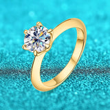 3 Colour 18KGP 1ct VVS1 D Colour Moissanite Diamond Solitaire Silver Wedding Ring