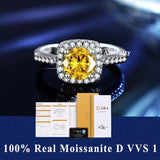 Fabulous 100% Real Moissanite Ring D VVS1 Adjustable Size S925 Sliver GRA Certificate Wedding Rings for Women