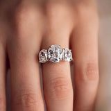 Sensational 3-Stones 6cttw Oval Cut Moissanite Wedding Engagement Ring Sterling Silver Fine Jewellery Rings With GRA