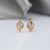 14K Gold Filled New Marquis Eye Fog Green AAA Zircon Crystal Hollow Geometric Earrings