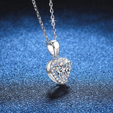 Remarkable 1CT Special Shape Cut Moissanite Diamond 18k White Gold  Plated Heart 925 Sterling Silver Necklace