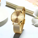 New Simple Elegant Rose Gold Tone Stainless Steel Women Bracelet Watch - Quartz Movement Steel Mesh Watches