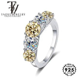 Classic 5 Stones 18KGP 3.6CT Round Moissanite Rings For Women Sparkling Wedding Engagement Sterling Silver Jewellery