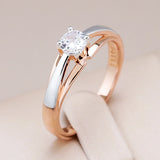 14K Gold Filled 2 tone Mix AAA Zircon Diamond Setting Solitaire Design Luxury Ring