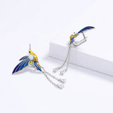 New Bird Pendant Handmade Enamel AAA Zircon Diamonds Tassel Long Earrings