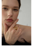 18K Gold Plated Creative Stainless Steel Geometric Hollow Golden Minimalist Ring