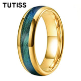 Dome High Polished Inlaid Gunmetal-Green Flow Sand 6mm 8mm Tungsten Carbide Rings