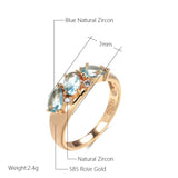 14 Karat Gold Filled New Blue AAA Zircon Crystal Vintage Ethnic Geometry Ring for Women