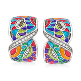 Vintage Chic Design Multicolour Handmade Enamel Hoop Delicate Earrings
