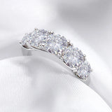 5 Stones Sparkling 18k Gold Plated 3.6CT All Moissanite Diamonds Eternity Wedding Engagement Silver Ring for Women