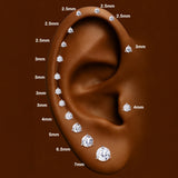 Sterling Silver Moissanite Diamonds Multi-Size Round Cartilage Tragus Stud Earrings