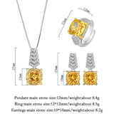 Luxury Lab Created Topaz Gemstone Necklace Pendant Rings Earrings Party Fine Jewellery Sets for Women - The Jewellery Supermarket