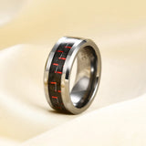 New Chamfered Inlaid Carbon Fiber 8mm Tungsten Couples Rings for Women Men