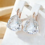 14 Karat Gold Filled Luxury Shiny White Big Zircon Crystals Drop Earrings For Women