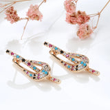 14 Karat Rolled Gold Full Colourful AAA Zircon Crystals  Glossy Dangle Earrings for Women
