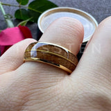 Popular Whisky Barrel Oak Wood Guitar String Inlay 8mm Men Women Tungsten Carbide Ring - Trendy Wedding Rings - The Jewellery Supermarket
