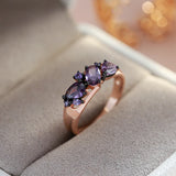 Luxury Purple AAA Zircon Crystals 14K Gold Filled Ring Vintage Fine Jewellery